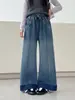Pantalones vaqueros de estilo nuevo para otoño para niñas mayores, jeans holgados de pierna ancha para niños, elegantes y versátiles