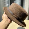 Chapéu de lã vintage estilo britânico para mulheres, elegante para passeios de outono e inverno, chapéu retro francês com aba reta, cor sólida requintada para compras