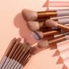 Set de 13 Brochas de Maquillaje Color Café, Set Completo de Brochas para Sombras de Ojos, Venta al por Mayor Directa desde la Fábrica de Origen para Ventas Transfronterizas