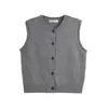 Exportação Transfronteiriça Roupas Femininas Outono e Inverno 2025 Regata Feminina Tricotada Sem Mangas com Gola Redonda Suave Top Colete Mulher K17076