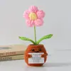 Flor de Tricô de Energia Positiva Transfronteiriça Planta em Vaso Produto Acabado Fio de Lã Flor de Simulação Ornamento de Mesa Boneca de Cartão de Mão