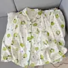 Pijama Infantil de Menina Maçã Gatinho Primavera e Outono Manga Longa Calça Longa Conjunto de Duas Peças Doce Estudante Roupa de Casa Pode Ser Usado Fora