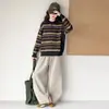 Conjunto de Dos Piezas para Niñas Otoño 2026 Nuevo Suéter de Punto Rayado y Pantalones, Conjunto Holgado y Versátil Adelgazante