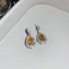 Pendientes y Collar de Zirconia Estilo Palacio Gota de Agua, Cadena para Clavícula de Lujo Ligero Nicho, Set de Joyería Exquisita de Gama Alta Personalizado
