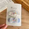Serie Bunny Blue Pinza para el Cabello con Botón de Lazo Hecho a Mano Accesorios para el Cabello para Niños Pinza para el Flequillo de Niña Elegante y de Alta Gama