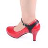 Zapatos de mujer de una sola capa, zapatos de tacón alto con tacón anticaída, cordón de cuero sin tacón alrededor del tobillo con hebilla de cordón perezoso