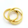 Anillo de Acero Inoxidable Liso Liso de Tres Capas Transfronterizo para Mujer, Anillo Cerrado Geométrico, Anillo de Moda de Lujo Ligero de Oro de 18K