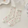Calcetines de Verano para Mujer Cass Flor de Tulipan Calcetines de Malla Transpirables Frescos de Longitud Media Algodón Estilo Japonés ins Moda