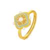 Tienda de oro con antigua canción francesa de oro y arena, rima, anillo de perlas de cuatro ruyi, ajustable, nuevo estilo nacional retro chino para mujeres