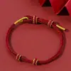Pulseira Trançada DIY Produto Semi-Acabado, Pode Ser Enfiada com Contas, Acessórios de Joias, Pulseiras de Casal, Estilo Moderno Feminino, Fio Vermelho para o Ano de Nascimento
