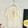 Roupas de Ar Condicionado Finas de Verão para Meninos e Meninas, Roupas de Casa para Crianças de Meia-Idade e Mais Velhas, Algodão Puro com Mangas Três Quartos