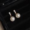 Brincos de Pérola de Vidro de Alta Qualidade para Mulheres, Modernos, Elegantes, Luxo Leve, Brincos de Zircônia, Moda Francesa, Brincos de Alta Qualidade