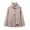 Moda femenina europea y americana transfronteriza AliExpress superventas bufanda casual de mezcla de lana abrigo corto chaqueta