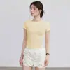 Roupas de Yoga em Promoção para o Verão com Bojos, Tops Fitness para Treinamento de Pilates, Camisetas Esportivas de Manga Curta para Corrida para Mulheres Atacado