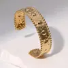Pulsera de Acero Inoxidable de Moda Europea y Americana con Apertura Geométrica, Ajustable, Chapada en Oro de 18 Quilates, No se Desvanece, Venta al por Mayor