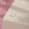 Brincos Originais Po S999 Prata Pura Coração Rosa Modernos Temperamento Doce Design Único Brincos Frescos Geração Cabelo