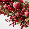 Guirnalda Decorativa de Navidad, Guirnalda de Bolas de Navidad con Bayas y Agujas de Pino Simuladas, Colgante de Puerta, Estufa, Pared para Fiestas en Casa