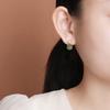 Pendientes de plata de ley S925 con jaspe hetiano chapado en oro y perlas, estilo vintage, sencillos, cuadrados y redondos.