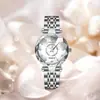 Relógio de Luxo Leve Coração do Oceano Douyin Mostrador de Diamante Vidro Multifacetado Brilhante Pulseira de Aço Sólido Relógio Feminino à Prova d'Água