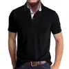 Top Casual Verão Estilo Novo Europeu e Americano Manga Curta Gola Polo Patchwork Multicor Cor Sólida para Homem