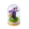 Columna de Cristal Natural Transfronteriza Cubierta de Vidrio Adornos de Flores Eternas Cristal Morado y Amarillo Rosa Micro Paisaje Decoración de Escritorio Venta al por Mayor