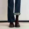 Botas Finas da Moda com Patchwork e Solado Grosso para Mulheres 2025 Novo Modelo com Zíper nas Costas, Salto Bloco de Camurça e Botas Curtas Elásticas
