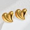 Brincos de Tarraxa Coração Martelado com Textura, Banhados a Ouro 18K sobre Aço Inoxidável para Mulheres, Design de Nicho Resistente, Atacado