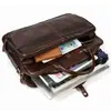 Maletín de Cuero Genuino para Hombre Bolso de Mano Vintage de Negocios Bolsa para Computadora de Viaje Bolso Multifuncional de Hombro Cruzado