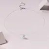 Plata 925 Incrustada con Moissanita Colgante de Borla Hilo de Pescar Invisible Colgante de Gota de Agua Cadena para Clavícula Collar Simple de Lágrimas de Sirena para Mujer