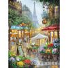 Pintura al óleo estilo europeo de un pueblo junto al lago, Pintura de diamantes con cobertura total de diamantes, Nueva escena callejera vintage para decoración de sala de estar, Fábrica de punto de cruz con diamantes
