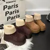 Botas de nieve de plataforma modernas y versátiles para mujeres bajitas, nueva colección de invierno 2026, con forro de felpa añadido para mayor calidez