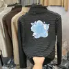 Camiseta Base de Peluche para Niña 2026 Otoño/Invierno Mediana a Grande Infantil Elegante Rayada Manga Larga Cepillada Cuello Medio Alto