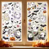 Pegatinas electrostáticas para ventana de dibujos animados lindas de fantasma y momia, murciélago, gato negro, vidrio, decoración de ventana de Halloween, venta al por mayor
