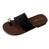 Sandalias Decorativas de Metal para Dedos del Pie de Nicho para Mujer, Sandalias Planas de Moda Retro de Verano, Chanclas de Estilo Casual para Vacaciones
