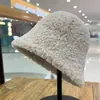 Sombrero de Pescador Grueso de Invierno de Doble Cara Sombrero Cubo de Lana Sombrero de Copa de Lana Cachemir Sombrero de Felpa de Lana de Cordero de Otoño para Mujer
