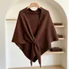 Chal de Punto Cruz Mezcla de Lana Color Sólido para Primavera y Otoño, Envoltorio Cálido de Cuello y Hombro Versátil y Moderno