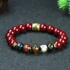Pulsera de Arena Dorada Morada, Cuentas de Vidrio de Ceniza Fragante, Diseño DIY, Estampado en Caliente de los Cinco Elementos, Pulsera de Año de Nacimiento para Hombres y Mujeres, Cinabrio