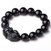 Pulseira Coragem de Obsidiana Natural Moda Masculina e Feminina Contas de Cristal Olho Arco-Íris Pulseira de Círculo Único fornecimento direto para atacado