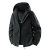 Estilo Ropa de Trabajo Primavera y Otoño Chaqueta con Capucha Desmontable Parche en el Brazo Resistente al Viento Cómoda Dobladillo Ajustable Estilo de Marca de Moda para Exteriores