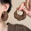 Pendientes de Aro de Lana Tejida Vintage Melard para Mujer, Pendientes de Aro de Diseño de Nicho de Alta Gama para Otoño e Invierno, Elegantes Accesorios para Orejas