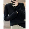Camisa Base Feminina Gola Redonda, Novo Suéter Soltinho para Primavera, Outono e Inverno, Suéter Emagrecedor, Estilo Europeu, Peça de Tricô Macia e de Alta Qualidade
