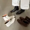 Botas delgadas de cuero cómodas y versátiles de tacón bajo 2026 otoño e invierno tacón bajo punta cuadrada cuero genuino casual color liso botas cortas para mujer
