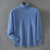 Camisa base 100% caxemira pura, novo suéter de tricô pulôver solto de gola alta masculino outono e inverno, suéter pulôver quente