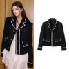 [Destaque] Shen Mengchen Lisa com jaqueta de terno pequena de tweed de lã design Jaqueta Estilo Hepburn Feminina