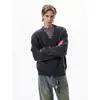 Suéter de Punto Retro Americano Falso de Dos Piezas Destruido con Cuello en V para Hombres y Mujeres en Otoño e Invierno Nicho Holgado Perezoso Casual