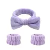 Faixa de Punho de Flanela para Lavar o Rosto Macaron Cor Sólida Absorvente de Água Suor Faixa de Punho para Lavar o Rosto Maquiagem Faixa de Cabelo Acessórios de Cabelo