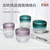 En stock taza de grano vertical taza de vela taza de vidrio degradado taza de tamaño de moda botella de vidrio taza de vela taza de vela vacía taza