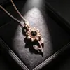 Collar de Girasol Bicolor Joyería Collar Sencillo de Moda para Mujeres Colgante de Proyección 100 Idiomas Te Amo