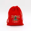 Fornecimento Direto Transfronteiriço Grande Saco Vermelho de Veludo de Natal Saco para Embalagem de Presente de Joias Saco de Presente para Doces de Maçã do Papai Noel