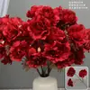 Flores Rojas de Boda Nuevas, Hojas, Hortensias, Decoración Suave para Salón de Bodas, Guía de Camino, Arreglo Floral, Arte Floral de Fondo